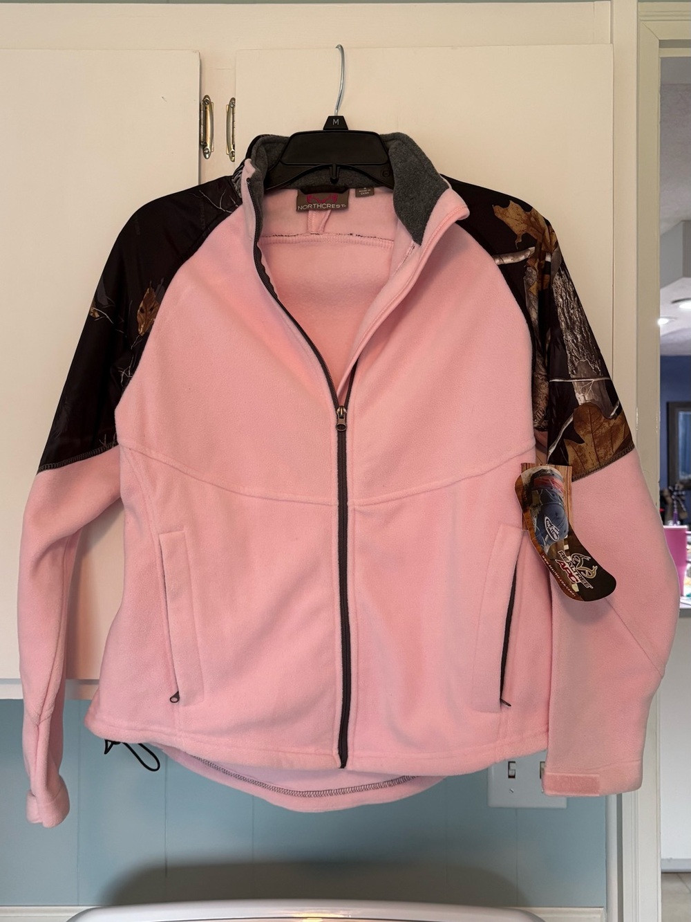 Northcrest Pink Fleece Jacket with Camo-Sleeve Panels NWT